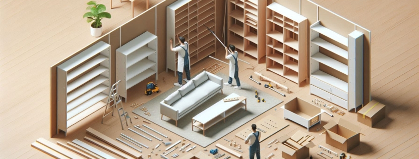 An AI image of furniture being assembled