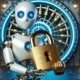 AI image of a robot holding a lock